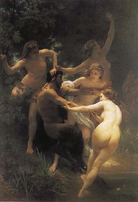 Adolphe William Bouguereau The god of the forest with their fairy oil painting image